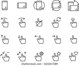 set of gesture icons, such as phone, hand, smartphone, touchscreen