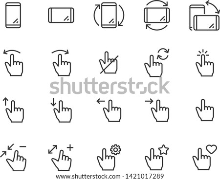 set of gesture icons, such as phone, hand, smartphone, touchscreen