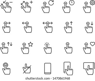 set of gesture icons, touch, phone, finger, touchscreen