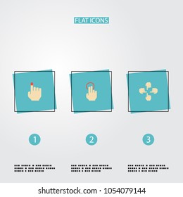 Set of gestures icons flat style symbols with multitouch, nudge, touchscreen and other icons for your web mobile app logo design.