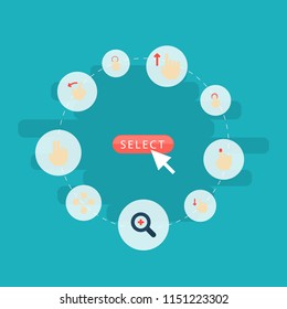 Set of gestures icons flat style symbols with backward, top, swipe and other icons for your web mobile app logo design.