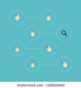 Set of gestures icons flat style symbols with press, magnifier, drag and other icons for your web mobile app logo design.