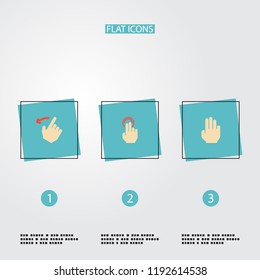 Set of gestures icons flat style symbols with three, backward, gesture and other icons for your web mobile app logo design.