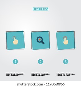 Set of gestures icons flat style symbols with zoom in, single tap, gesture and other icons for your web mobile app logo design.