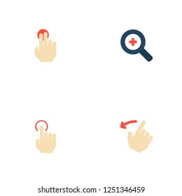 Set of gestures icons flat style symbols with hold, single tap, backward and other icons for your web mobile app logo design.