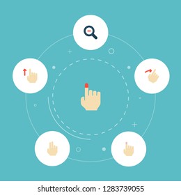Set of gestures icons flat style symbols with top, right, magnifier and other icons for your web mobile app logo design.