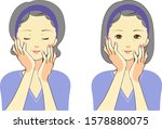 Set of gestures for women who care for skin
