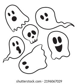 Set of ghost cartoon character element
