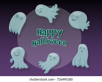 Set of Ghost cartoon vector halloween on background.Vector illustration.