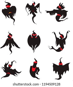 set of ghost contours in red dressings