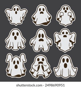 set of ghost good for sticker, element design, pattern design, etc