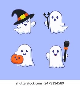set of ghost halloween collection set