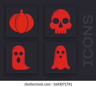 Set Ghost , Pumpkin , Skull  and Ghost  icon. Vector