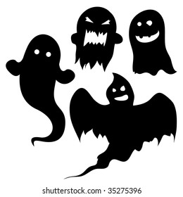 Set of ghost silhouettes for halloween or spooky designs.