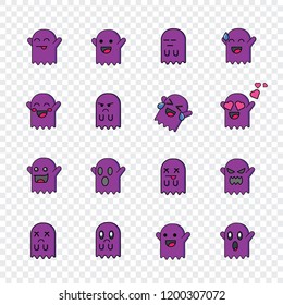 a set of ghost vector emoticon with cute style and simply look