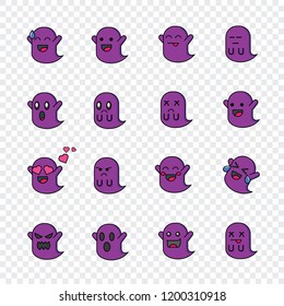 a set of ghost vector emoticon with cute style and simply look