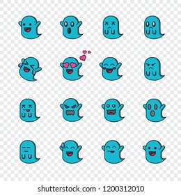 a set of ghost vector emoticon with cute style and simply look