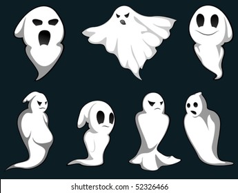 Set of ghosts for design isolated on background. Jpeg version also available in gallery