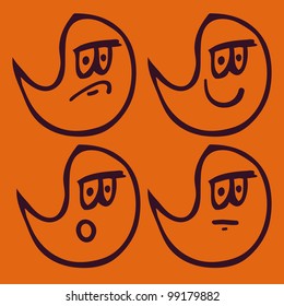 Set of ghosts with different emotions vector