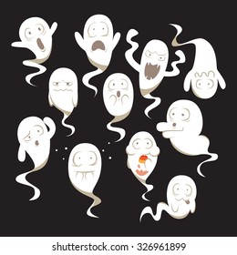 Set of ghosts with different expressions.