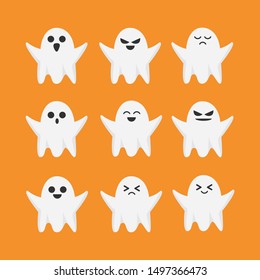 set of ghosts, halloween ghosts, halloween concept, Ghost icons isolated