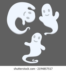 A set of ghosts for the Halloween holiday. It can be used as stickers, images in children's magazines, etc.