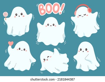 Set of ghosts to Halloween party vector