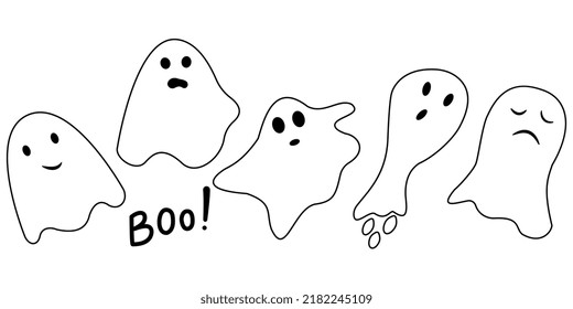 A set of ghosts for Halloween. Vector illustration.