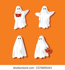 set of ghosts for halloween,flat vector ghost