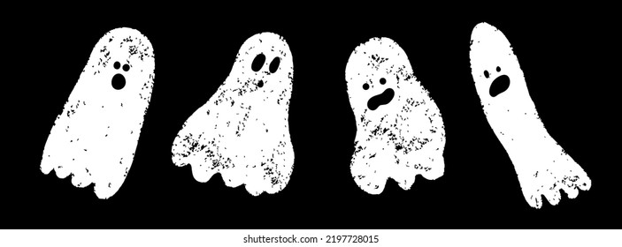 Set von Geistergrafik gemalt mit Kreide. Halloween-Design-Elemente