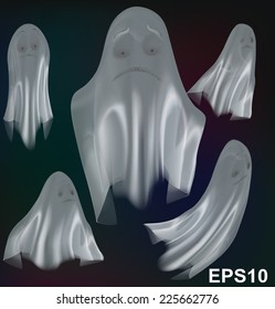 Set of ghosts isolated on background. Vector illustration