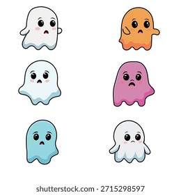 Conjunto de fantasmas sobre fondo blanco