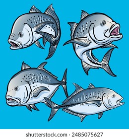 conjunto de peces trevally gigantes para colección de Paquete gamefish