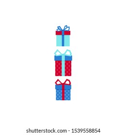 Set with gift for any design. Colorful blank cardboard package box. Product packaging. White background. Surprise symbol. Gift box Vector design template. . Holiday background. Christmas vector
