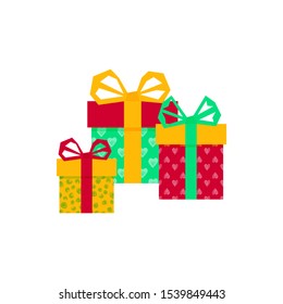 Set with gift for any design. Colorful blank cardboard package box. Product packaging. White background. Surprise symbol. Gift box Vector design template. . Holiday background. Christmas vector