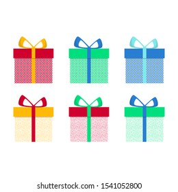 Set with gift for any design. Colorful blank cardboard package box. Product packaging. White background. Surprise symbol. Gift box Vector design template. Holiday background. Christmas vector.