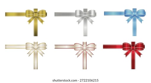 Set of gift bow. Elegant bows with string and knot for present. 