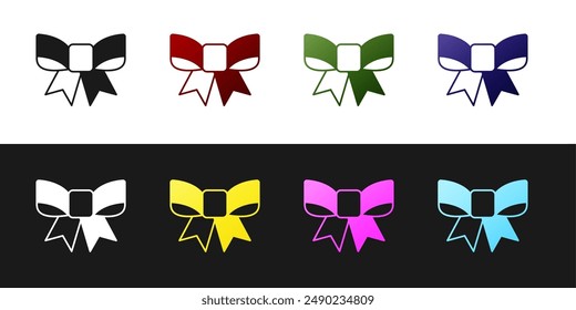 Icono de arco de regalo aislado sobre fondo blanco y negro.  Vector