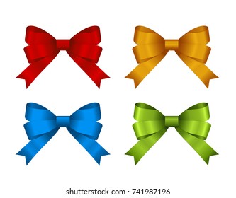 Set of  gift bows.  Concept for invitation, banners, gift cards, congratulation or website layout vector.
