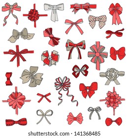 Set of gift Bows with Ribbons - for design and scrapbook - in vector