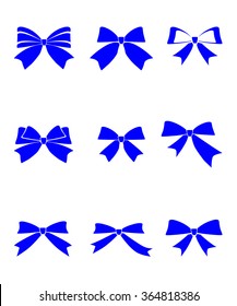Set of gift bows with ribbons on white background vector illustration 