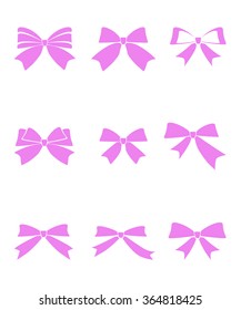 Set of gift bows with ribbons on white background vector illustration 