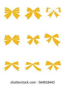 Set of gift bows with ribbons on white background vector illustration 