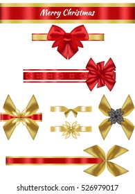 Set of Gift Bows and Ribbons. Vector illustration.