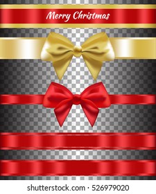 Set of Gift Bows and Ribbons. Vector illustration.