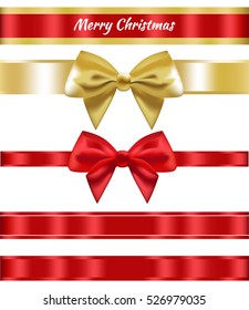 Set of Gift Bows and Ribbons. Vector illustration.