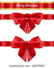 Set of Gift Bows and Ribbons. Vector illustration.