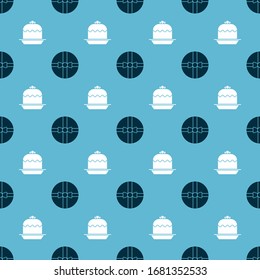 Set Gift box and Cake on seamless pattern. Vector