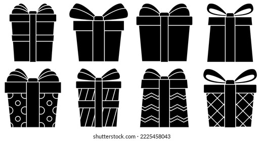 Set of Gift box in flat style isolated