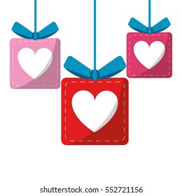 set gift box heart love present